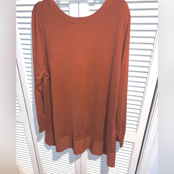 Belle by Kim Gravel Feather Knit Tunic with Side Slits rust color XL new - Picture 4 of 8